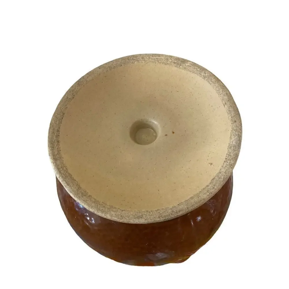 1940s Kla-Ham'rd Hammered Bean Soup Pot Brown Lid Handle 5.75” T x 8.5” Diam Vtg